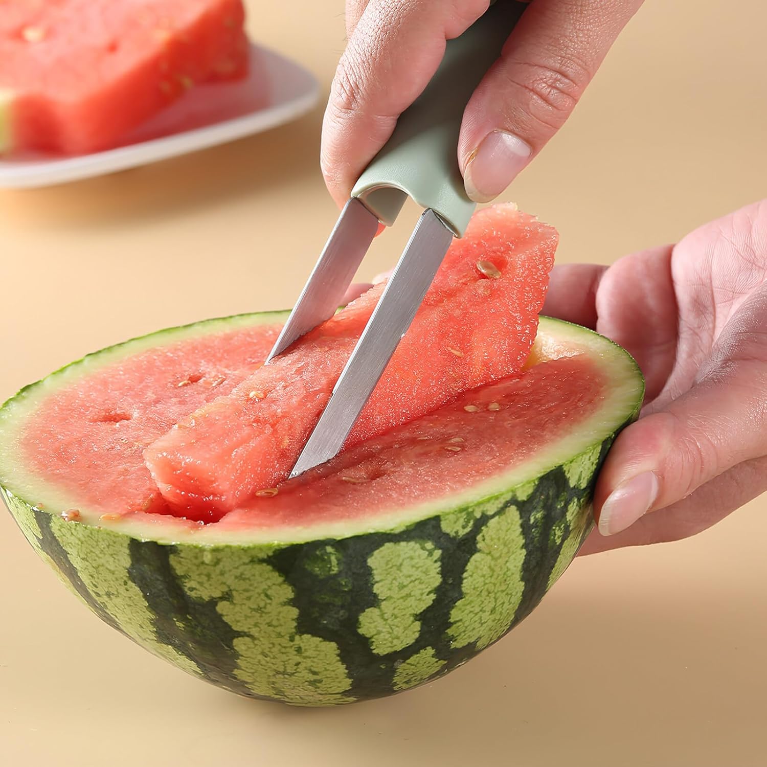 Cortador de Frutas Inox 3 em 1 – Fatie Melancias e Frutas com Facilidade