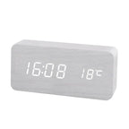 Despertador Digital de Madeira com LED e 3 Alarmes