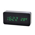 Despertador Digital de Madeira com LED e 3 Alarmes